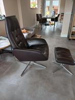 Leren Relax fauteuil (draai) met voetbank 2 stuks, Huis en Inrichting, Fauteuils, Ophalen, Gebruikt, Minder dan 75 cm, Leer