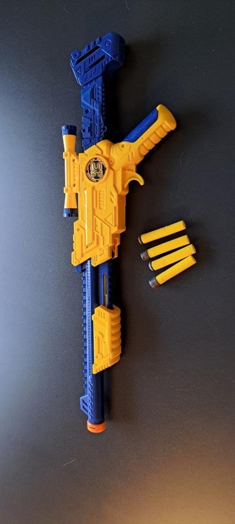 Stoer X-Shot pijltjes pistool in blauw en geel en 4 pijltjes, Ophalen of Verzenden, Zo goed als nieuw