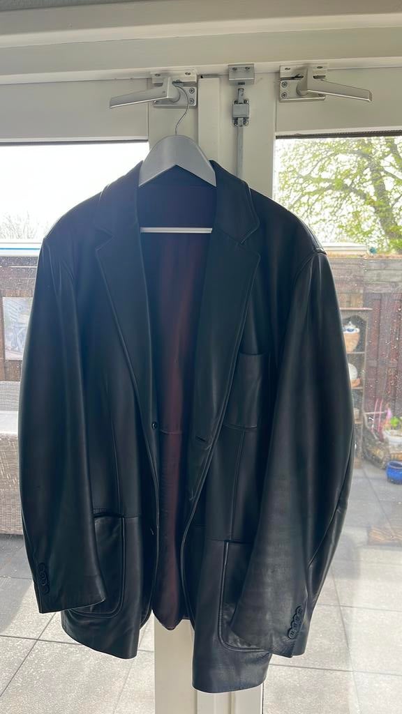 Lederen Colbert Zwart maat 56, Ophalen of Verzenden, Zo goed als nieuw, Maat 56/58 (XL), Zwart