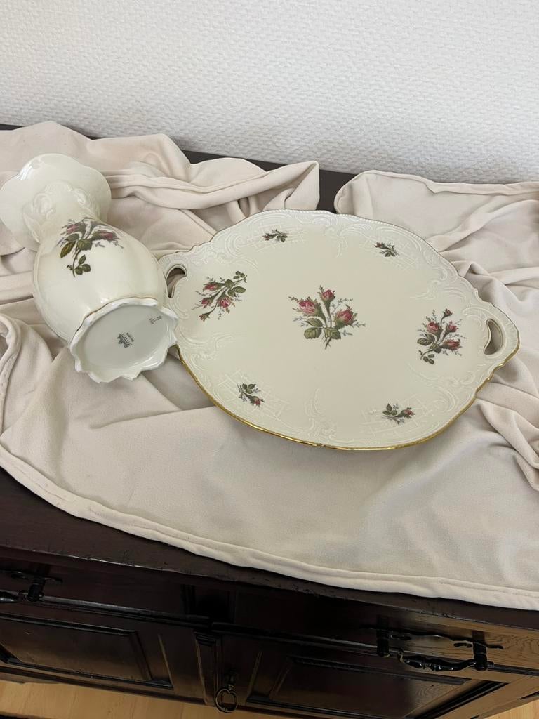Vintage Rosenthal gebak- taartschaal en porseleinen vaas, Antiek en Kunst, Ophalen of Verzenden