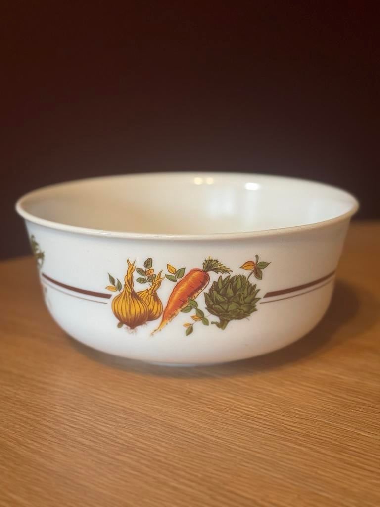 Vintage Arcopal Legumes Schaal - Jaren '70 Melkglas Groenten, Ophalen of Verzenden