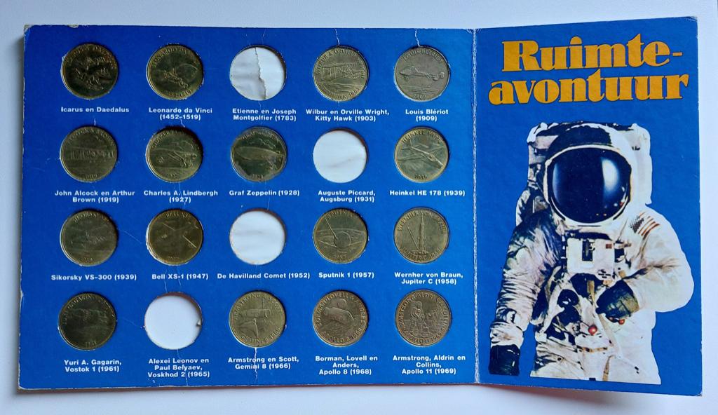 Munten astronauten Ruimte avontuur van Shell., Verzamelen, Ophalen of Verzenden, Gebruikt