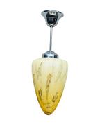 Vintage art deco design hanglamp | lamp gemarmerd glas, Ophalen of Verzenden, Zo goed als nieuw, Glas, Minder dan 50 cm
