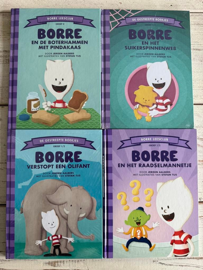 4 paarse groep 0 & 1/2 BORRE boekjes, Fictie algemeen, Jongen of Meisje, Nieuw, Ophalen of Verzenden