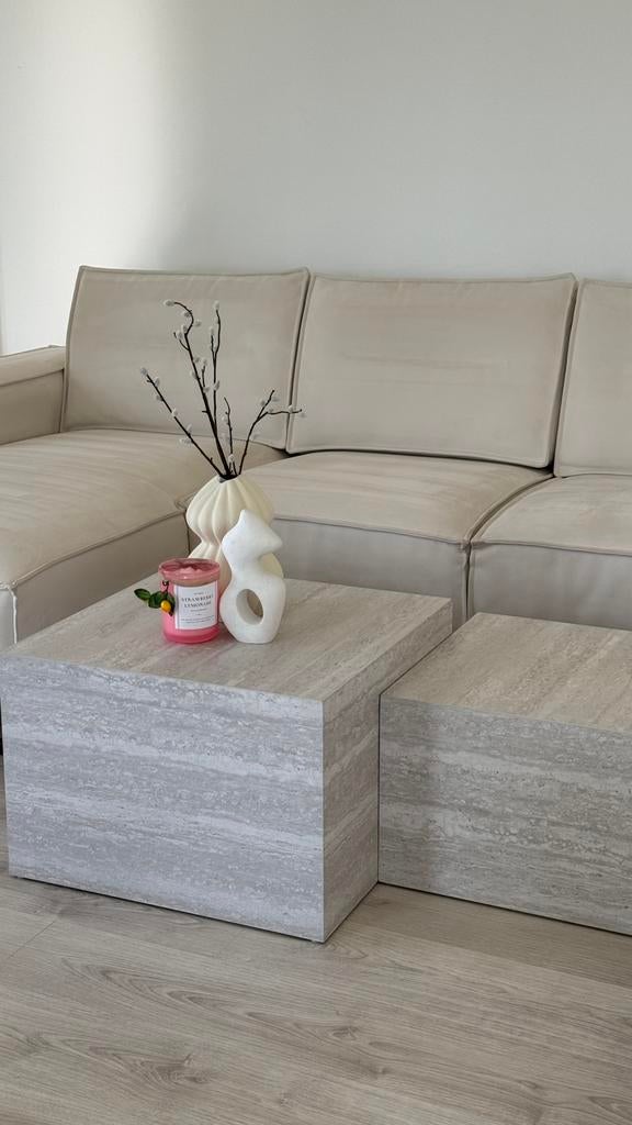 Salontafels travertijn 2 stuks, Ophalen, Zo goed als nieuw