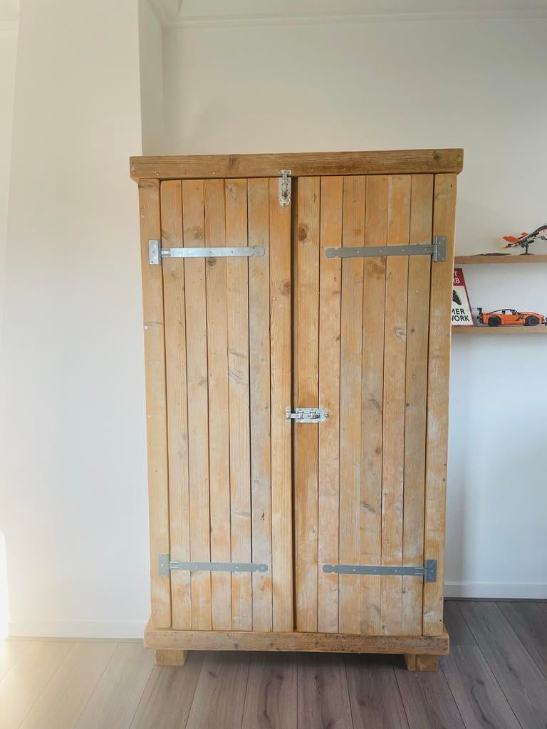 Stoere steigerhouten kledingkast kinderkamer, Huis en Inrichting, Kasten | Kledingkasten, Ophalen, Gebruikt, 100 tot 150 cm, 200 cm of meer