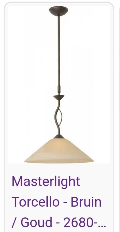 Masterlight Torcello Hanglamp - Bruin/Goud, Zo goed als nieuw, Glas, 75 cm of meer, Ophalen