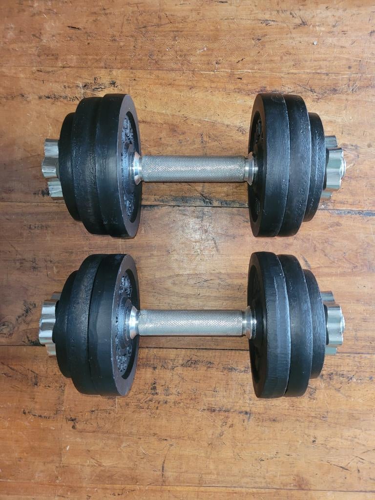 Dumbells 2 x 15kg gietijzer 30mm, Sport en Fitness, Ophalen, Dumbbell