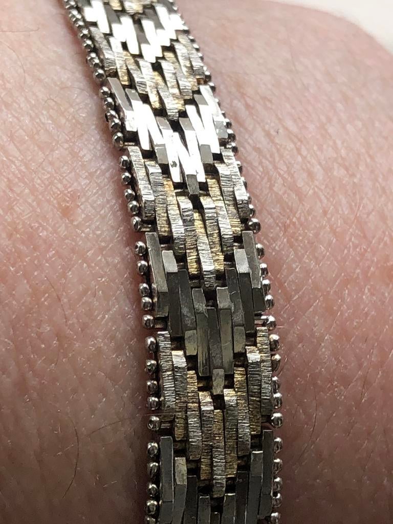 Armband Zilver Goud Italiaans Haring Design Vintage, Sieraden, Tassen en Uiterlijk, Armbanden, Zo goed als nieuw, Zilver, Goud