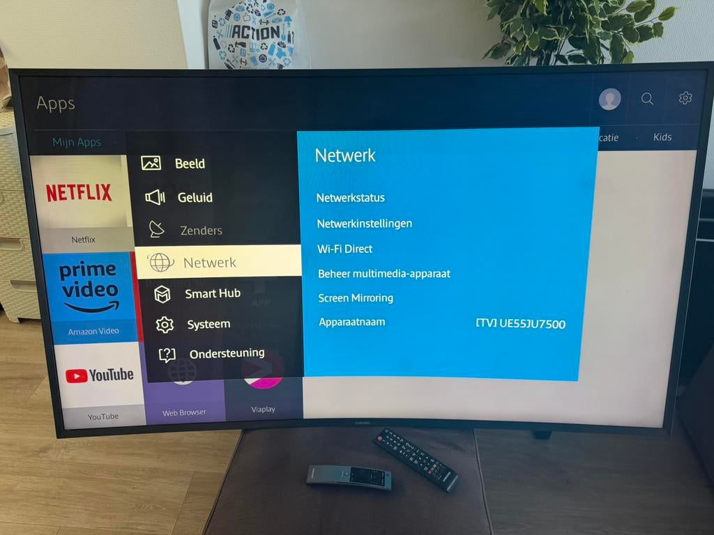 Samsung smart led curve 4k uhd tv 55 inch 100hz, Audio, Tv en Foto, Televisies, Ophalen of Verzenden, Zo goed als nieuw, 100 Hz