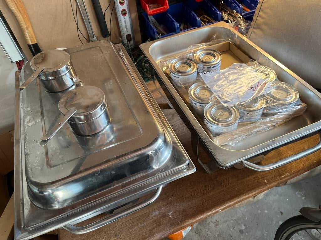 Chafing dish set met brandpasta, Ophalen of Verzenden, Gebruikt