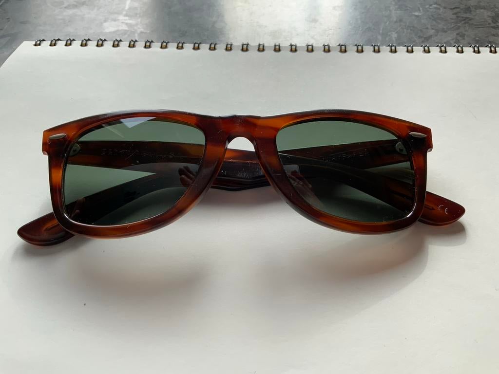 Ray-Ban Wayfarer Vintage Zonnebril Jaren '70 -, Gebruikt, Zonnebril, Bruin, Ophalen of Verzenden