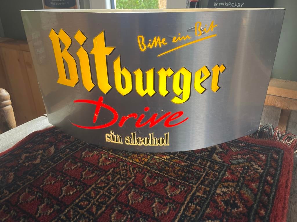 Bitburger Drive Sin Alcohol lichtreclame 49x25 cm, Verzamelen, Ophalen of Verzenden