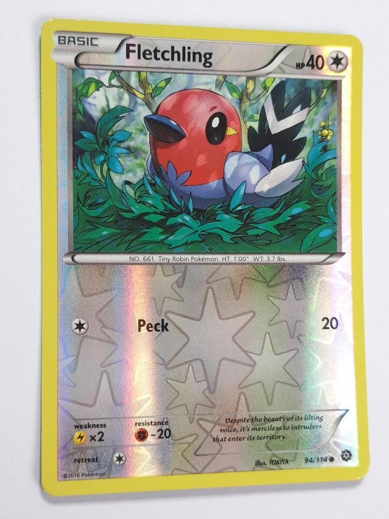 Pokémon - Steam Siege - Fletchling - 94/114 - Reverse Holo, Verzenden, Zo goed als nieuw, Losse kaart, Foil