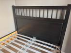 Tweepersoonsbed 140 cm breed, zwart houten frame, Ophalen, Gebruikt, Zwart, Tweepersoons