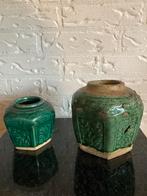 Set antieke Chinese gemberpotten, groen Shiwan aardewerk, Ophalen of Verzenden