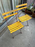 Franse bistro stoeltjes, vintage, Ophalen, Gebruikt, Metaal, Inklapbaar