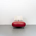 1x Leolux Pallone Fauteuil + Hocker Rood/Zwart/Wit - Chroom, Niet ingevuld, Niet ingevuld, 75 tot 100 cm, Ophalen of Verzenden