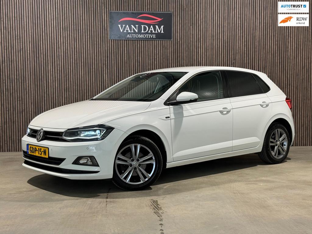 Volkswagen Polo 1.0 TSI R-Line 2019 DSG LED NAVI CRUISE CLIM, Stof, Gebruikt, 116 pk, Wit