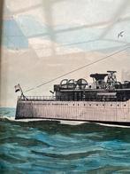 Oude tekening ingelijs Jacob van Heemskerk, Ophalen of Verzenden, Nvt, Marine, Nederland