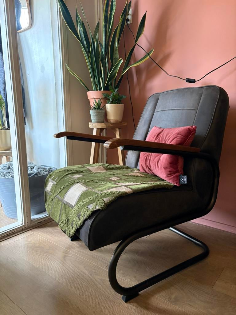 Fauteuil stoel Ivar Leen Bakker industrieel, Huis en Inrichting, Fauteuils, Ophalen, Gebruikt, 75 tot 100 cm, Stof