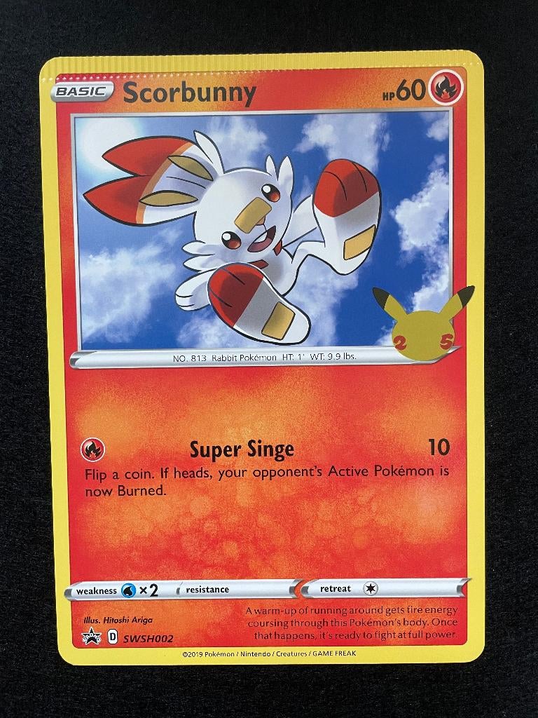 1x Scorbunny (SWSH002) oversized Pokemon full crimp error!, Ophalen of Verzenden, Zo goed als nieuw, Losse kaart