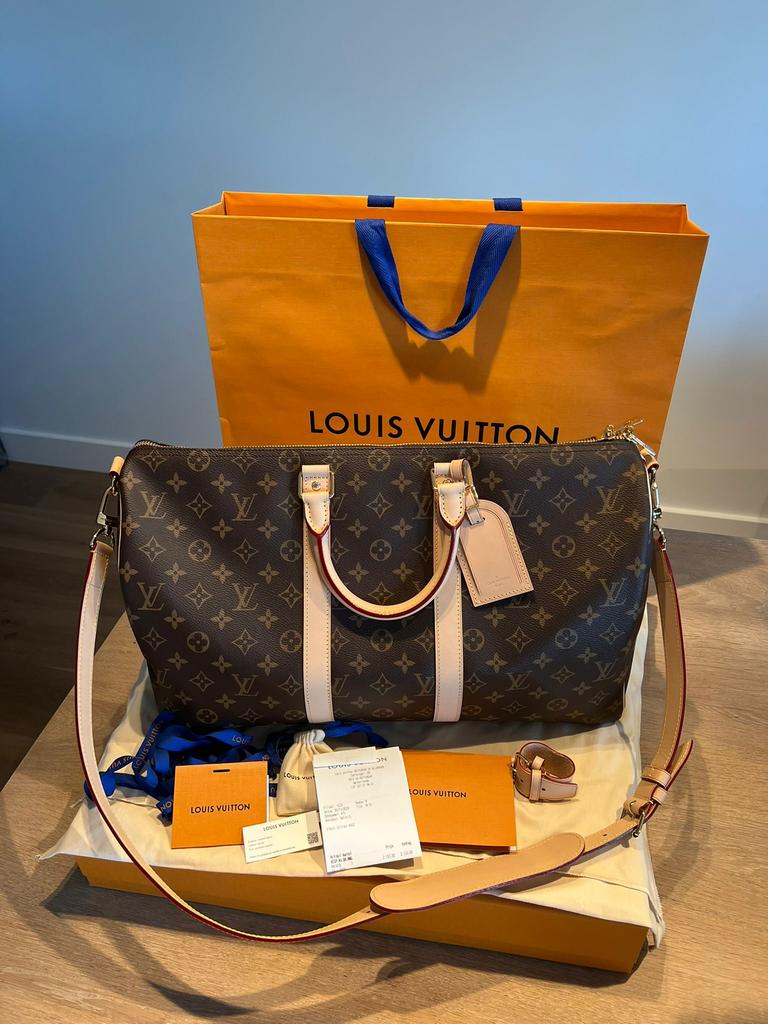 Louis Vuitton tas M41418 Keepall Bandouliére 45, Ophalen of Verzenden, Nieuw, Bruin, Overige typen