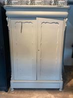 Brocante Biedemeier kast, grijs/blauw, Ophalen