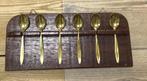 Rekje met zes goudkleurige lepeltjes KB, Antiek en Kunst, Curiosa en Brocante, Ophalen of Verzenden