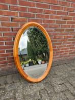 Ovale spiegel met houten rand - 90x60cm, Gebruikt, Ophalen of Verzenden, Minder dan 100 cm, Ovaal