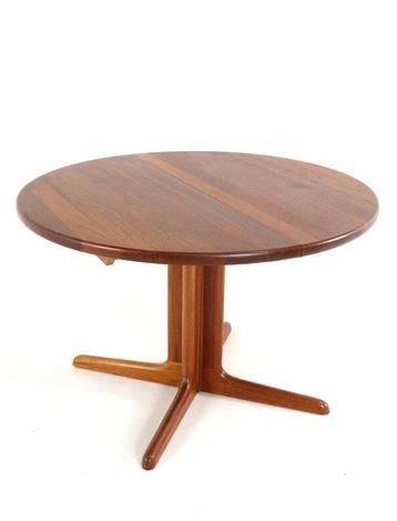 Vintage ronde 2x verlengbare massief teak eettafel Deens beschikbaar voor biedingen