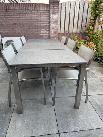 RVS Tuintafel met 6 Stoelen beschikbaar voor biedingen