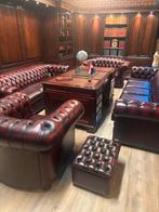 Engelse bureau partnerdesk 180x100 rood leer donker mahonie, Antiek en Kunst, Ophalen