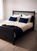 Zwart IKEA Hemnes bed 140, Huis en Inrichting, Slaapkamer | Bedden, Ophalen, Gebruikt, Zwart, Tweepersoons