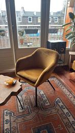 Geel Velours Stoel Fauteuil, Ophalen, Zo goed als nieuw, 50 tot 75 cm