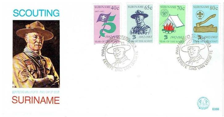 Suriname 1983 E068 Scouting Baden Powell, Postzegels en Munten, Postzegels | Eerstedagenveloppen, Onbeschreven, Rest van de wereld