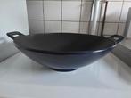 Blauw geëmailleerde gietijzeren wok 33 cm, Ophalen of Verzenden, Zo goed als nieuw, Gietijzer, Wok