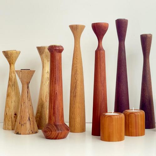 diverse vintage KANDELAREN Deens design teak Scandinavisch, Huis en Inrichting, Woonaccessoires | Kandelaars en Kaarsen, Gebruikt