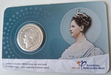 Zilveren ½ Gulden Wilhelmina in coincard 1928 beschikbaar voor biedingen