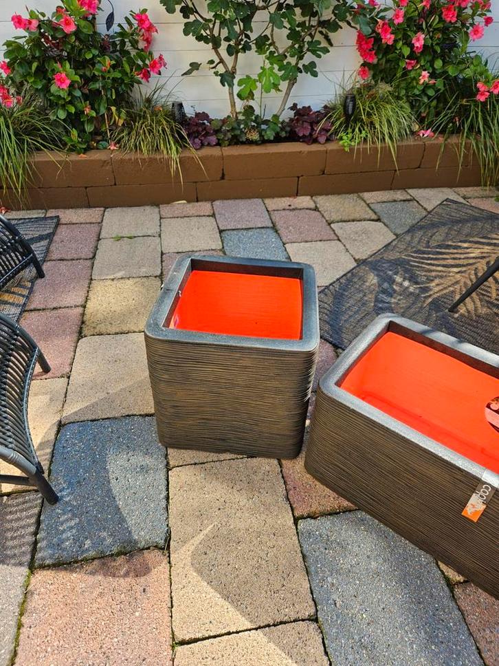 bloempot capi Rib NL 40x40 donkerbruin - Regio Arnhem, Tuin en Terras, Bloempotten, Nieuw, Kunststof, Binnen, Minder dan 40 cm