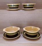 4 Vintage soepkommen met schotels, Stavanger Flint ?, Ophalen of Verzenden, Aardewerk, Overige stijlen, Kom(men)