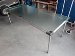 Eettafel staal met glas, Huis en Inrichting, Tafels | Eettafels, Ophalen, Info@tommysmit.nl, Gebruikt, 200 cm of meer