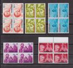 Nederland NVPH nr. 870-874 Postfris in blokken van vier, Verzenden, Na 1940, Postfris