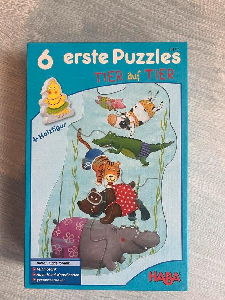 HABA Tier auf Tier Puzzel - 6 Stuks, Kinderen en Baby's, Speelgoed | Kinderpuzzels, Zo goed als nieuw, 2 tot 4 jaar, 10 tot 50 stukjes
