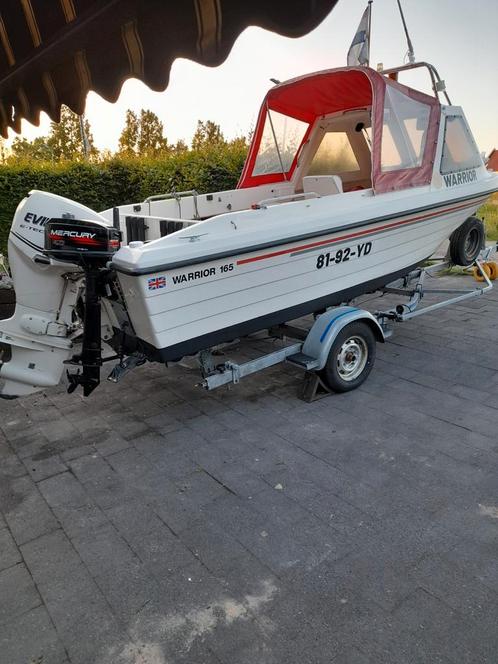 Visboot Warrior 165 75pk en 4pk hulpmotor en trailer., Watersport en Boten, Vis- en Consoleboten, Zo goed als nieuw, 70 pk of meer