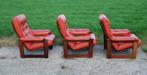 Coja Armchairs Lederen Bekleding palissander frame, Huis en Inrichting, Fauteuils, Ophalen, Gebruikt, Nvt, 75 tot 100 cm