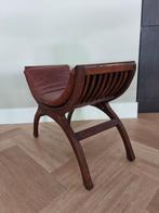 Prachtig houten bankje met zadelleren kussen, Ophalen, Minder dan 50 cm, 50 tot 75 cm, Zo goed als nieuw