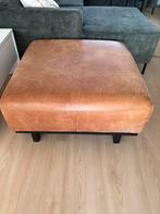 Hocker buffalo leer cognac 90x90, Ophalen, Vierkant, Leer, 75 tot 100 cm