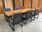 Dining set oud teak matrix of U poot "260" incl 6 Atanta, Tuin en Terras, Tuinsets en Loungesets, Ophalen, Nieuw, Teakhout, Eettafel
