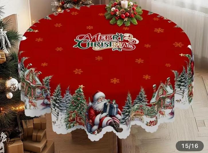 Kerst Tafelkleed, Huis en Inrichting, Tafelkleden, Nieuw, Rond, Binnen, Ophalen of Verzenden